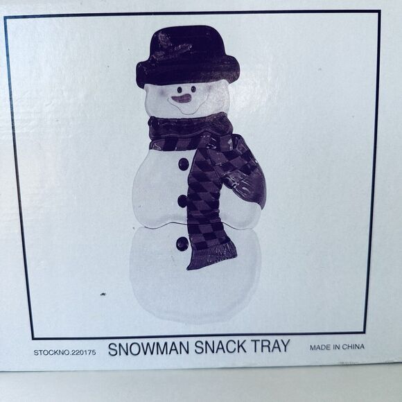 House of Lloyd Snowman 3 piece Ceramic Snack Tray Christmas Original Box - Picture 4 of 9